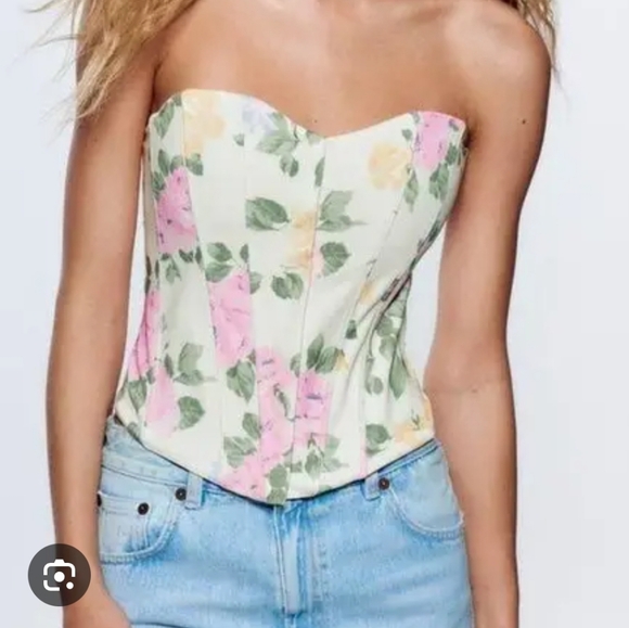 Zara Multicolor Floral Corset Top - Picture 3 of 15
